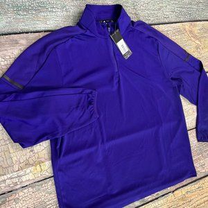 NWT 18. Adidas Collegiate Purple/Bl L 1/4 Zip graphic Co Climalite Dry